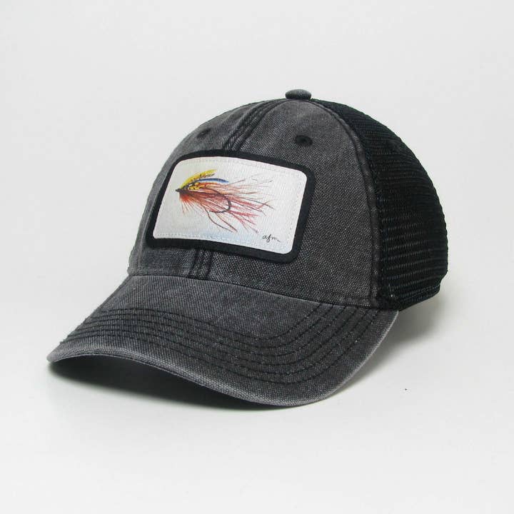 Streamer Fly Dashboard Trucker Hat in Black/Black for wholesale by Aisling