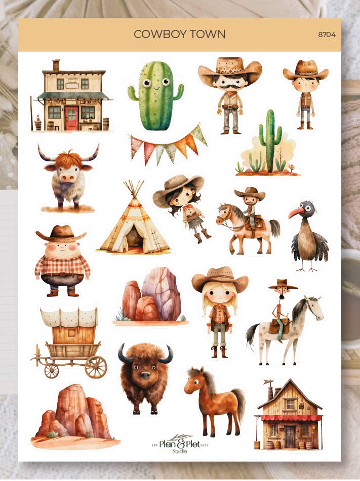 Cowboy town | Stickers for wholesale by Plan & Plot Studio