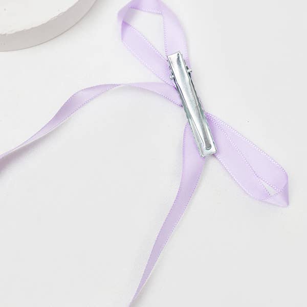 MIX COLOR Long Tail Solid Satin Bow Hair Alligator Clip for wholesale on Faire