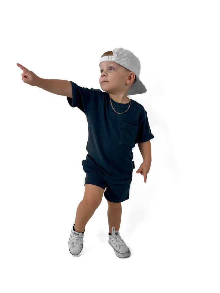 Remi + Rae Co. - Vendita all'ingrosso Maglietta - Bambini - T-SHIRT CON TASCA IN BAMBOO WAFFLE - DUSK4