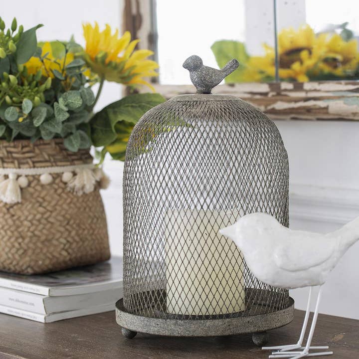 A&B Home Group Inc. - Wholesale Candle Holder - S/2 Sparrow Antique Mesh Candle Holders - Gray1