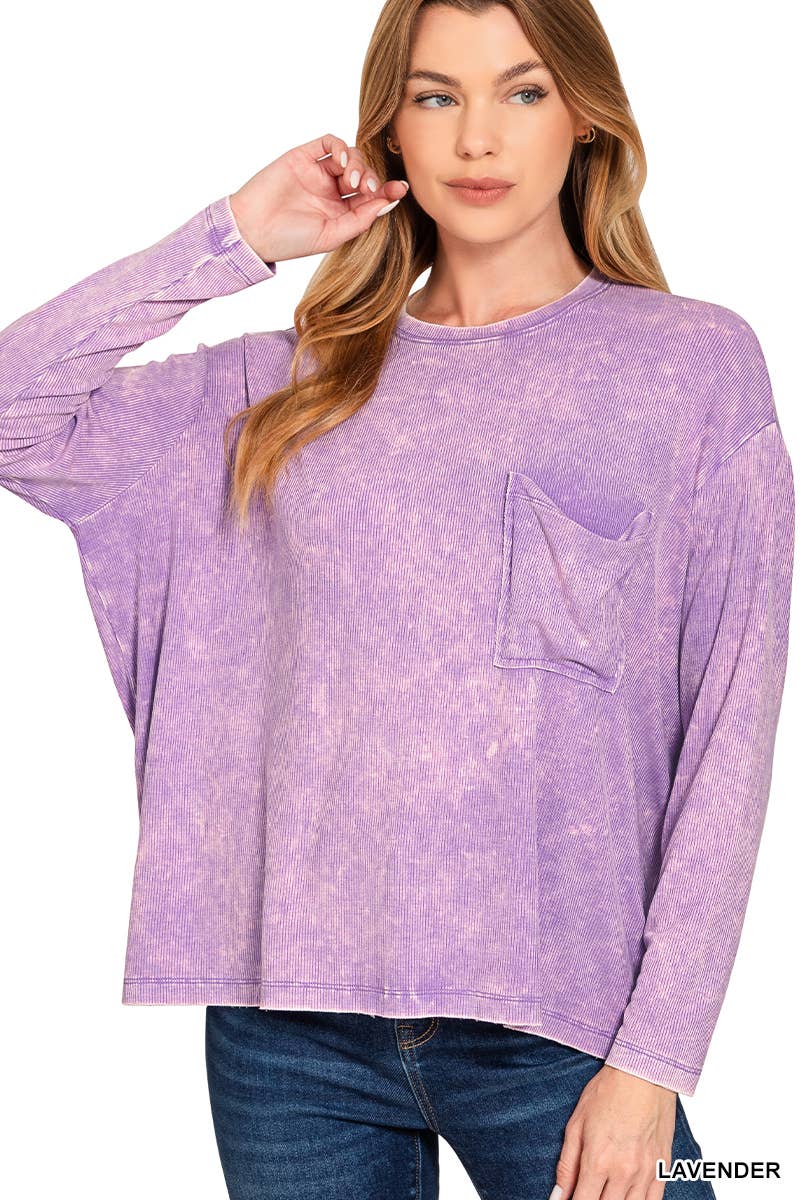 Vanilla Monkey - Vente Haut en maille – femme - Top délavé à manches Dolman et col rond avec poche9