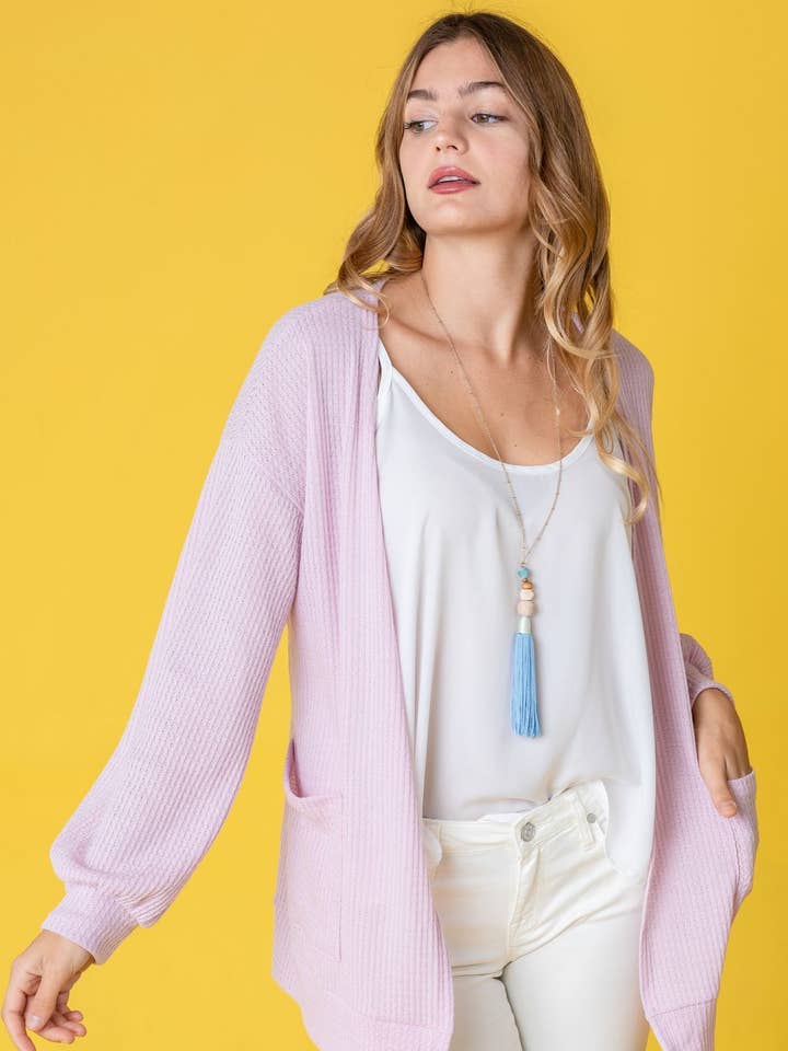 Solid Waffle Knit Cardigan for wholesale by EG fashion