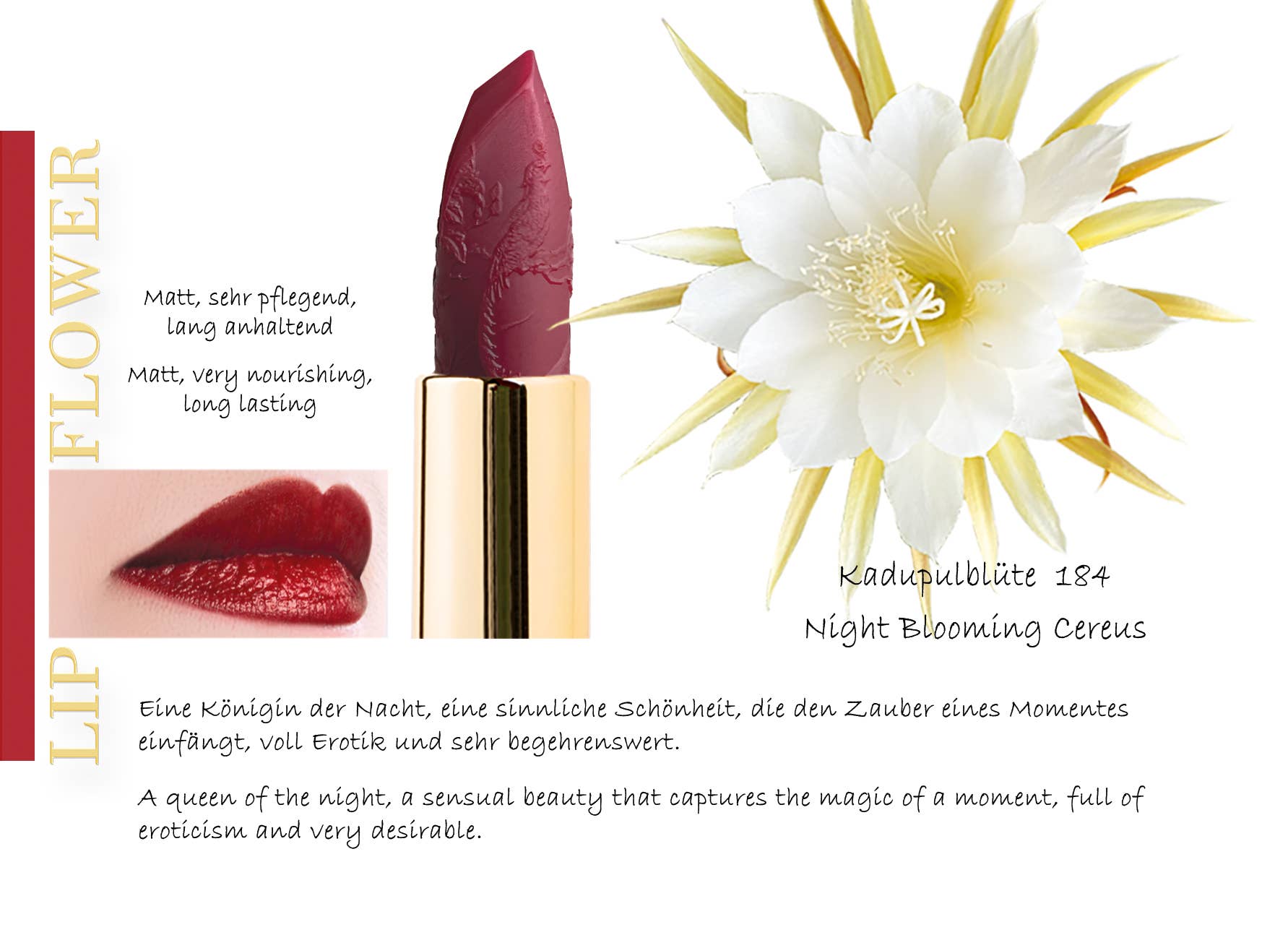 Bio Makeup – wholesale Läppstift – Lip Flower läppstift Kadupul Flower 184 naturlig produkt, VEGAN4