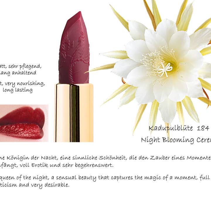 Bio Makeup – wholesale Läppstift – Lip Flower läppstift Kadupul Flower 184 naturlig produkt, VEGAN4
