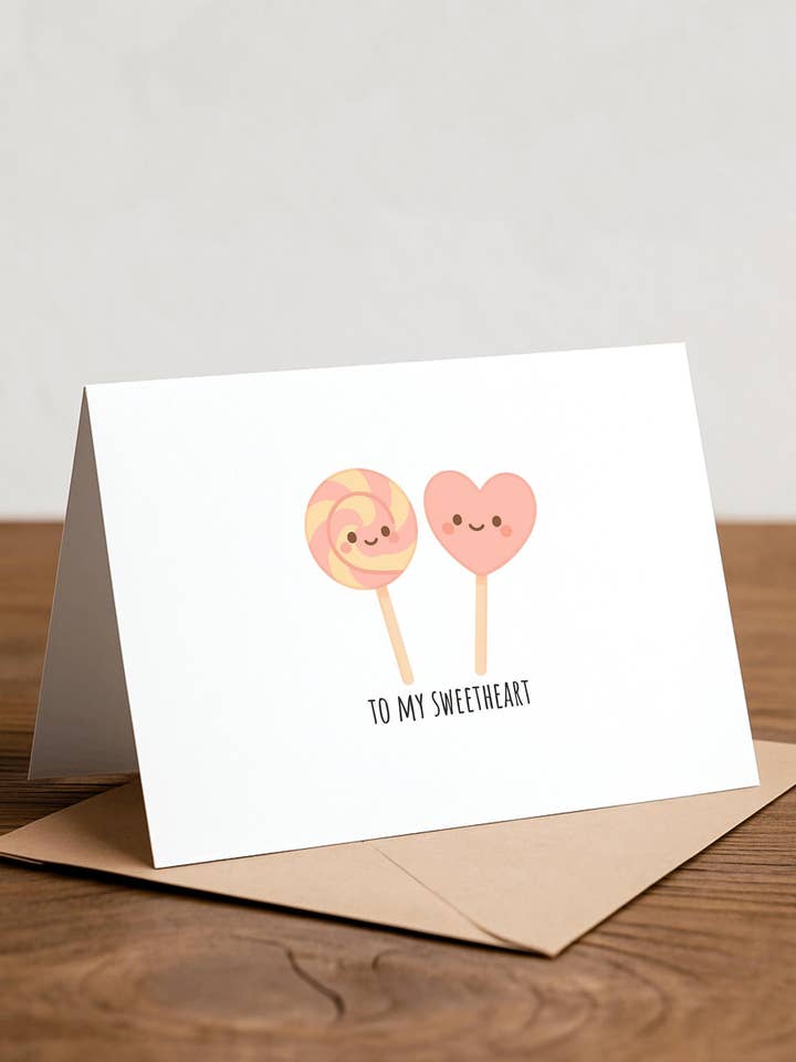 Tarjeta de Felicitación con Piruleta: Eres un Amor, Tarjeta Feliz para venta al por mayor de Chewy Lemon Studio