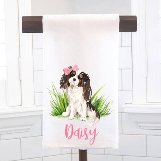 Torchon personnalisé Cavalier King Charles Spaniel tricolore pour la vente par Moman Sales, Inc.