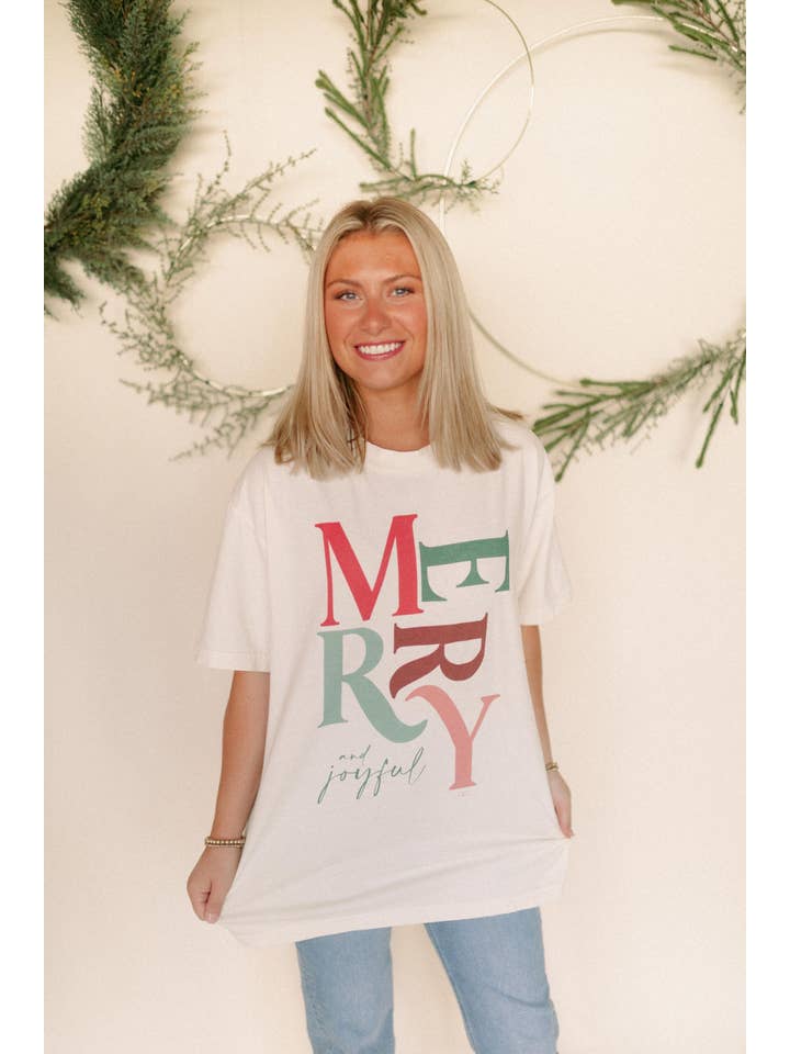 Whitney | Chaudoin Creations - Wholesale T-Shirt (Graphic) - Women's - Merry + Joyful Christmas Graphic Tee