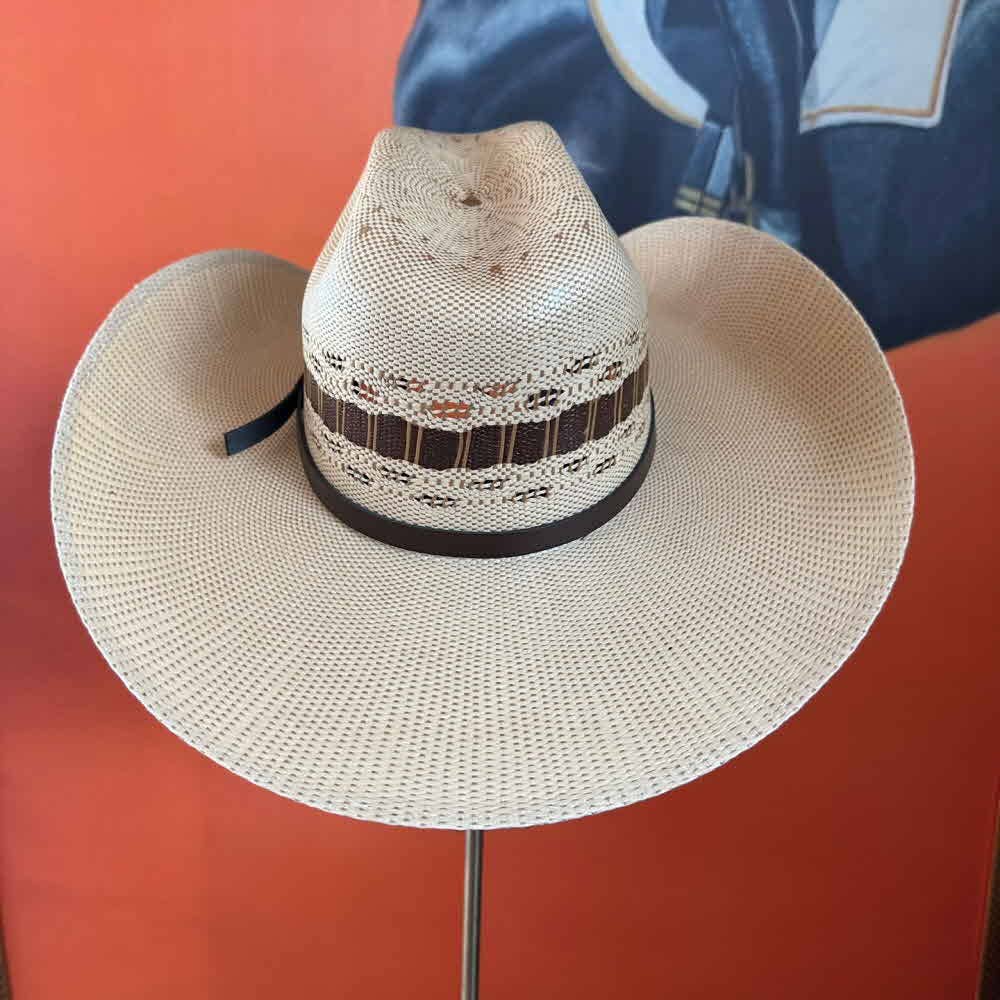 NATUREL Chapeau de cowboy en paille en métal, étoile de shérif, concho, clous sur bandeau en vente sur Faire3