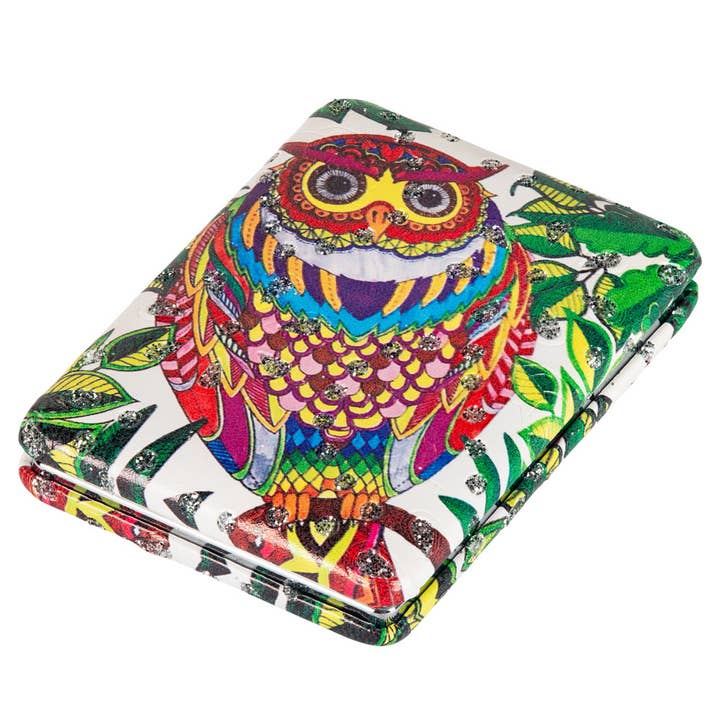 Benjamin International - Wholesale Compact Mirror - OWL COMPACT MIRROR ASSORTED COLORS