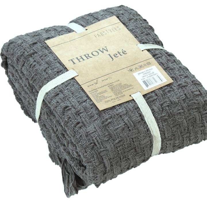 Fabstyles – wholesale Prydnadsfilt – Fabstyles Chenille korg väva kasta filt, 50x60