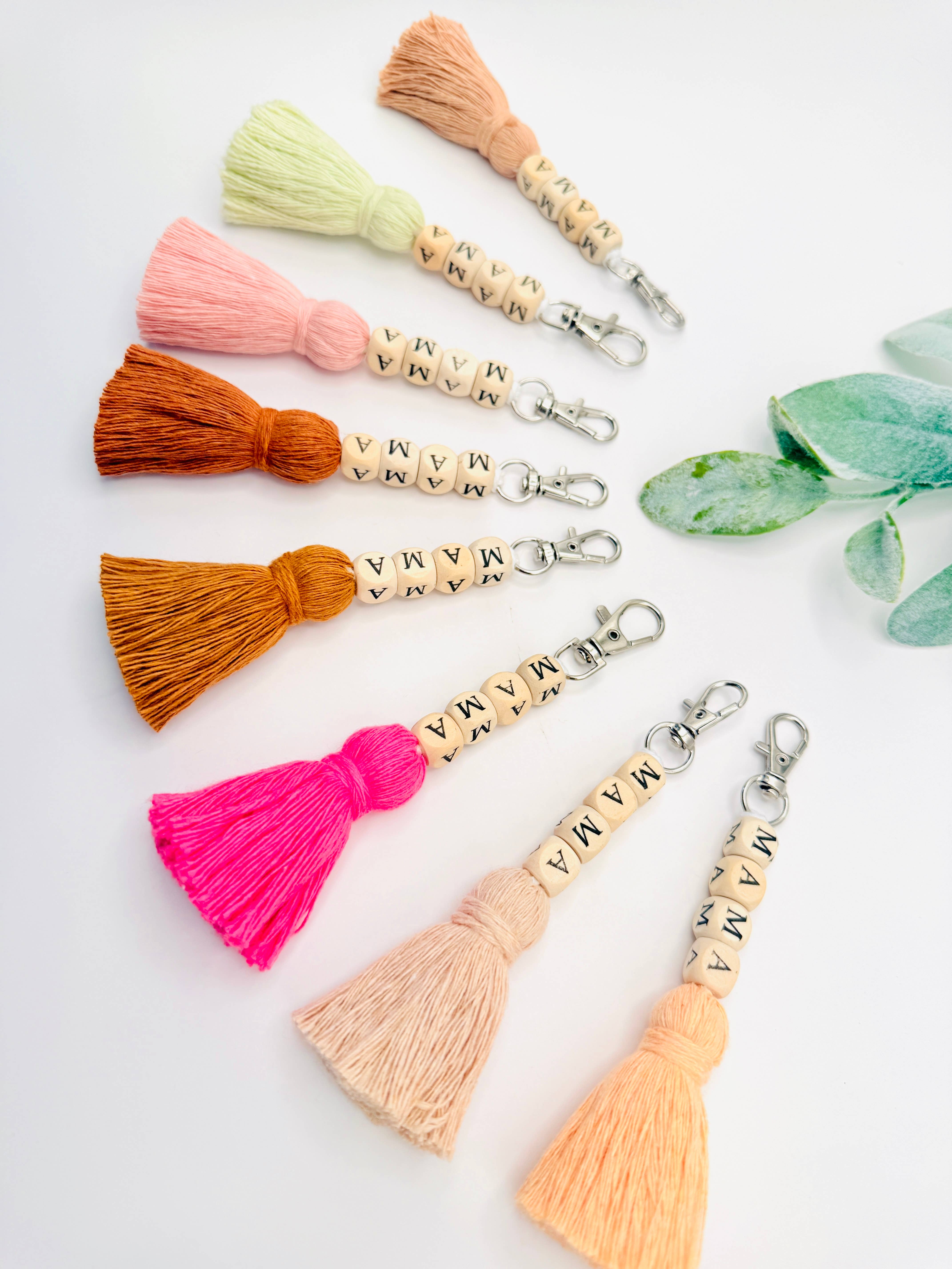 MarissaDDesigns - Wholesale Keychain - Women's - Macrame Mama Tassel Keychain | Handmade Boho Keychain | Mama8