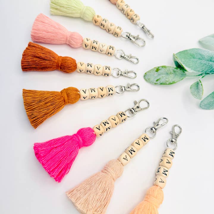 MarissaDDesigns - Wholesale Keychain - Women's - Macrame Mama Tassel Keychain | Handmade Boho Keychain | Mama8