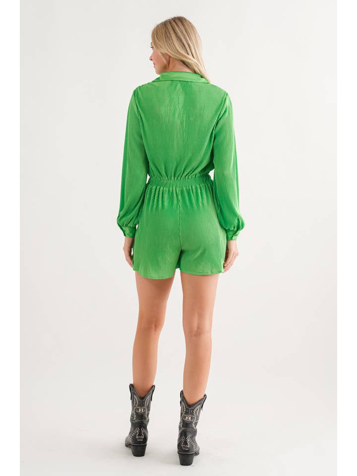 Blue B - Wholesale Romper – Women's - 61136R - Accordion Pleated Collared Romper14