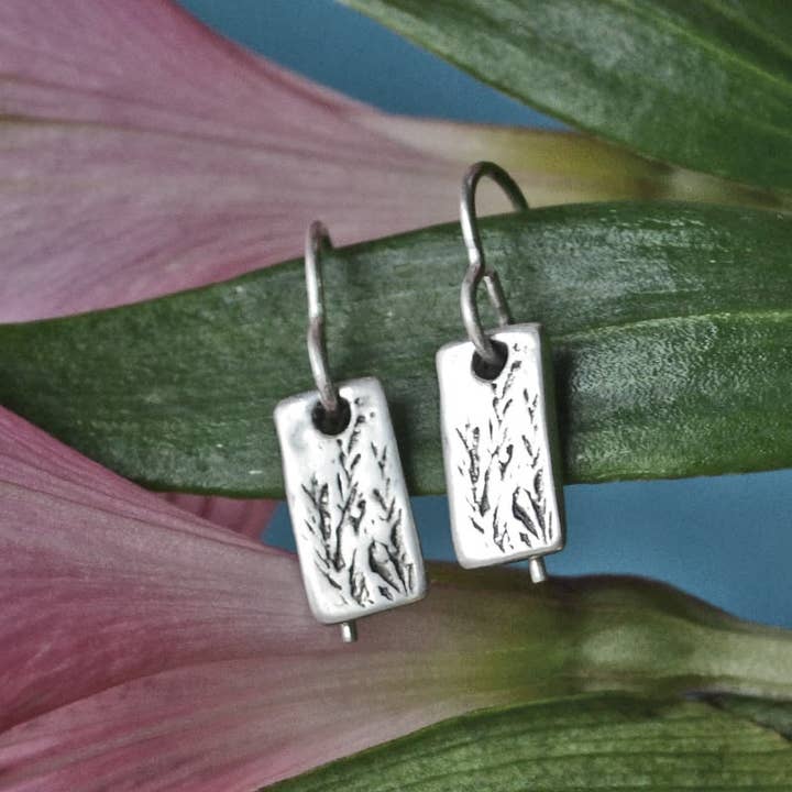 Tiny Rye Grass Earrings in Sterling Silver for wholesale by Deirdre & Company