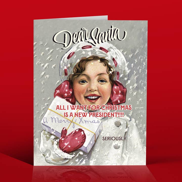 NEW PRESIDENT! christmas, holiday, political card for wholesale by offensivedelightful