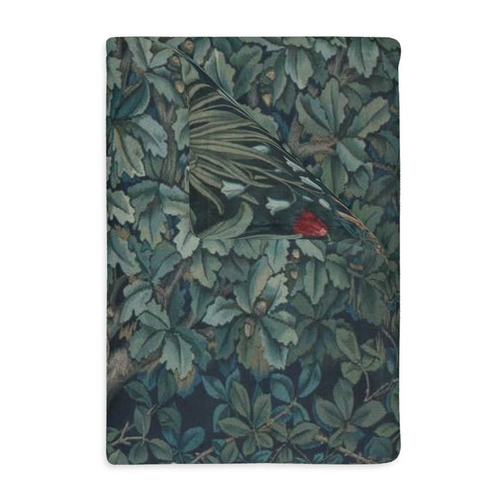 Luksus Velveteen Minky Tæppe inspireret af William Morris (To-sidet print) - Greenery Kollektion (Kære) for engroshandel hos Willy Morris Home Emporium