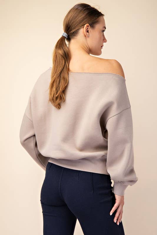 Sunday Morning - Wholesale Sweatshirt - Women's - T6899PL37 PLUS SIZE OFF SHOULDER FRENCH TERRY FLEECE TOP24