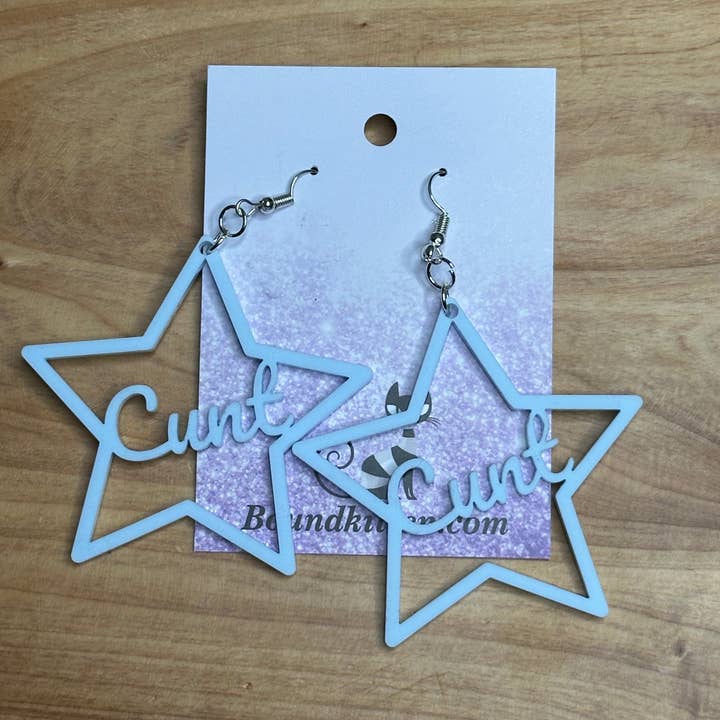 Bound Kitten – wholesale Dangle earrings – BDSM Cunt Earrings, Baby Blue Acrylic1