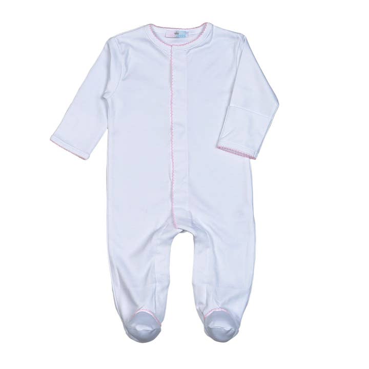 WFP-314 VIT PIMA FOOTIE ROSA TRIM för wholesale av Baby Loren