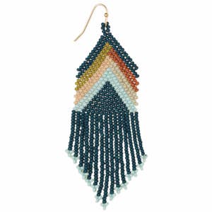 Long beaded fringe earrings Shining sparkle woman handmade seed bead jewelry