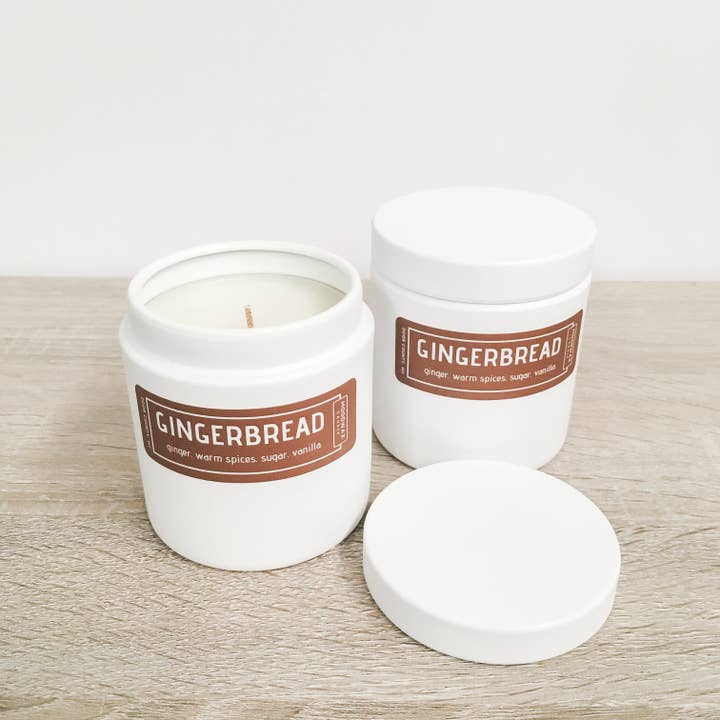 GINGERBREAD - White Tin Traveler for wholesale by Moodwax Candle