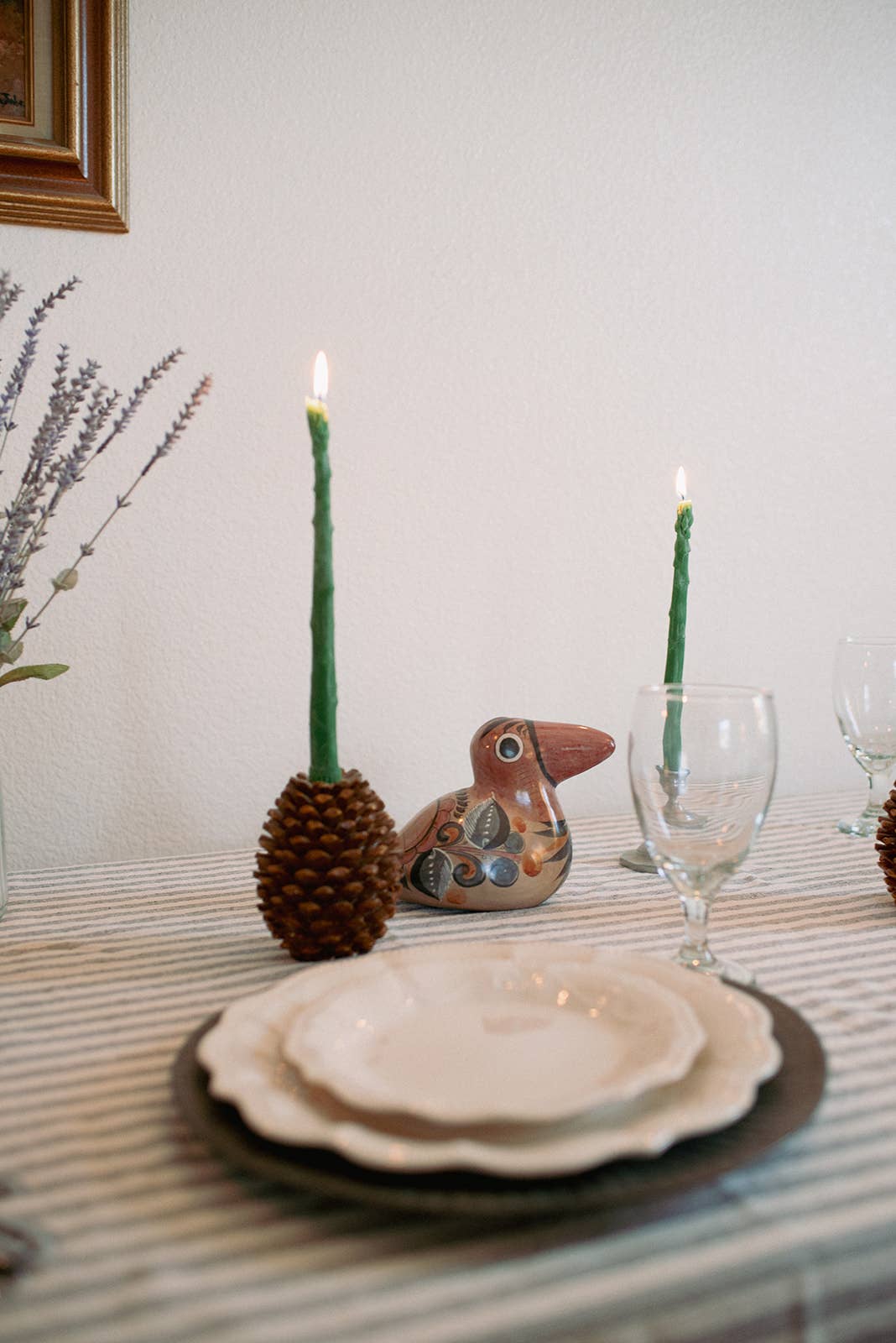 Happy Organics – wholesale Tapered candle/candlestick – Asparagus Beeswax Candle Taper Pair3