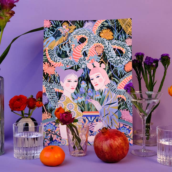 Impressão artística giclée de dragão de morango por atacado de Sasha Ignatiadou