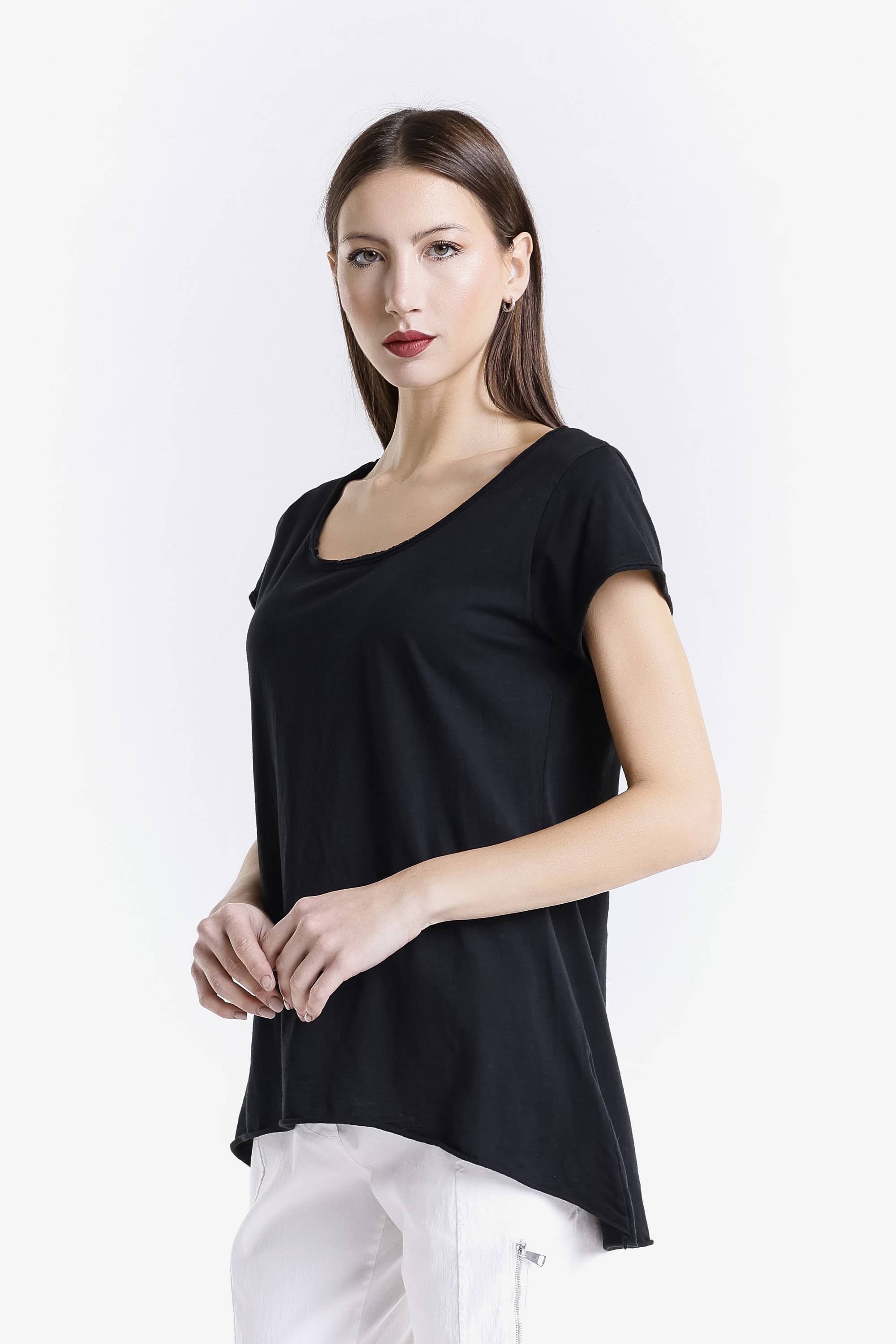 TINA Stephens Italy/Tees By Tina - Wholesale Tunic - Women's - Opal Hi Lo Crew Neck Tee (BSS126)2