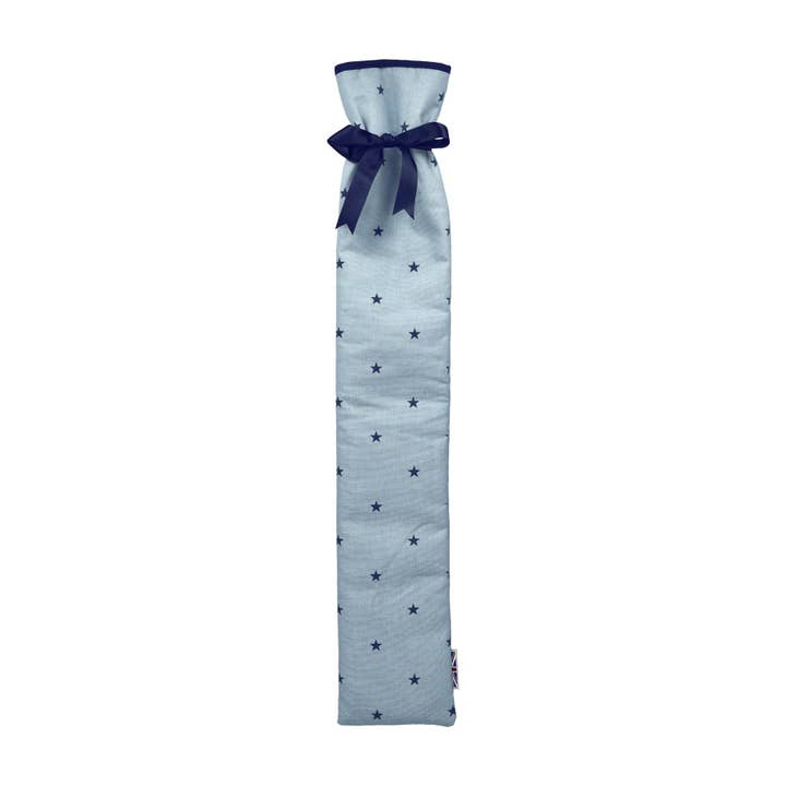 Extra Long Hot Water Bottle - Stars Denim Blue for wholesale by The Wheat Bag Company