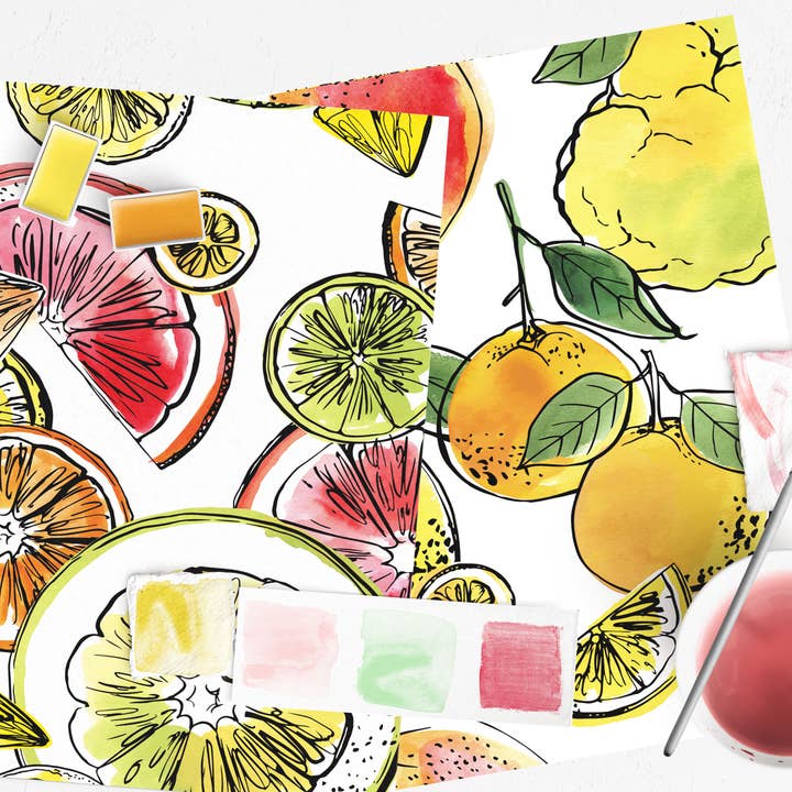 Cate Paper Co. – Conjunto de pintura por atacado – Kit de pintura aquarela de frutas cítricas3
