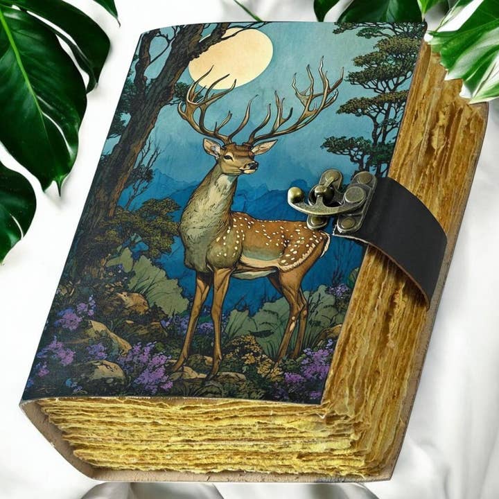 Grimorio di Cervo Luna Taccuino in Pelle con Carta a Strappo per la vendita all'ingrosso da parte di MNM HANDICRAFTS