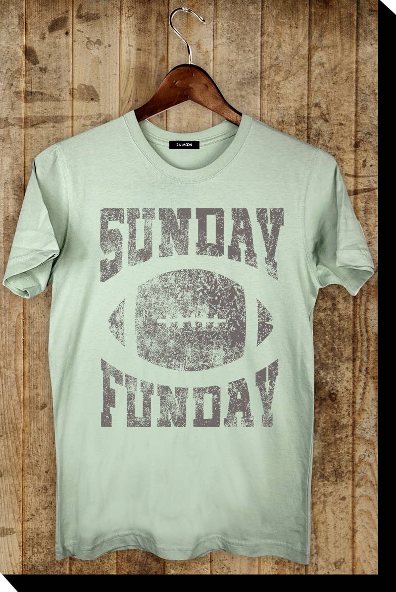 2&moon - Wholesale Screen Printed T-Shirt - Women's - Sunday Funday Football Graphic Tee.9