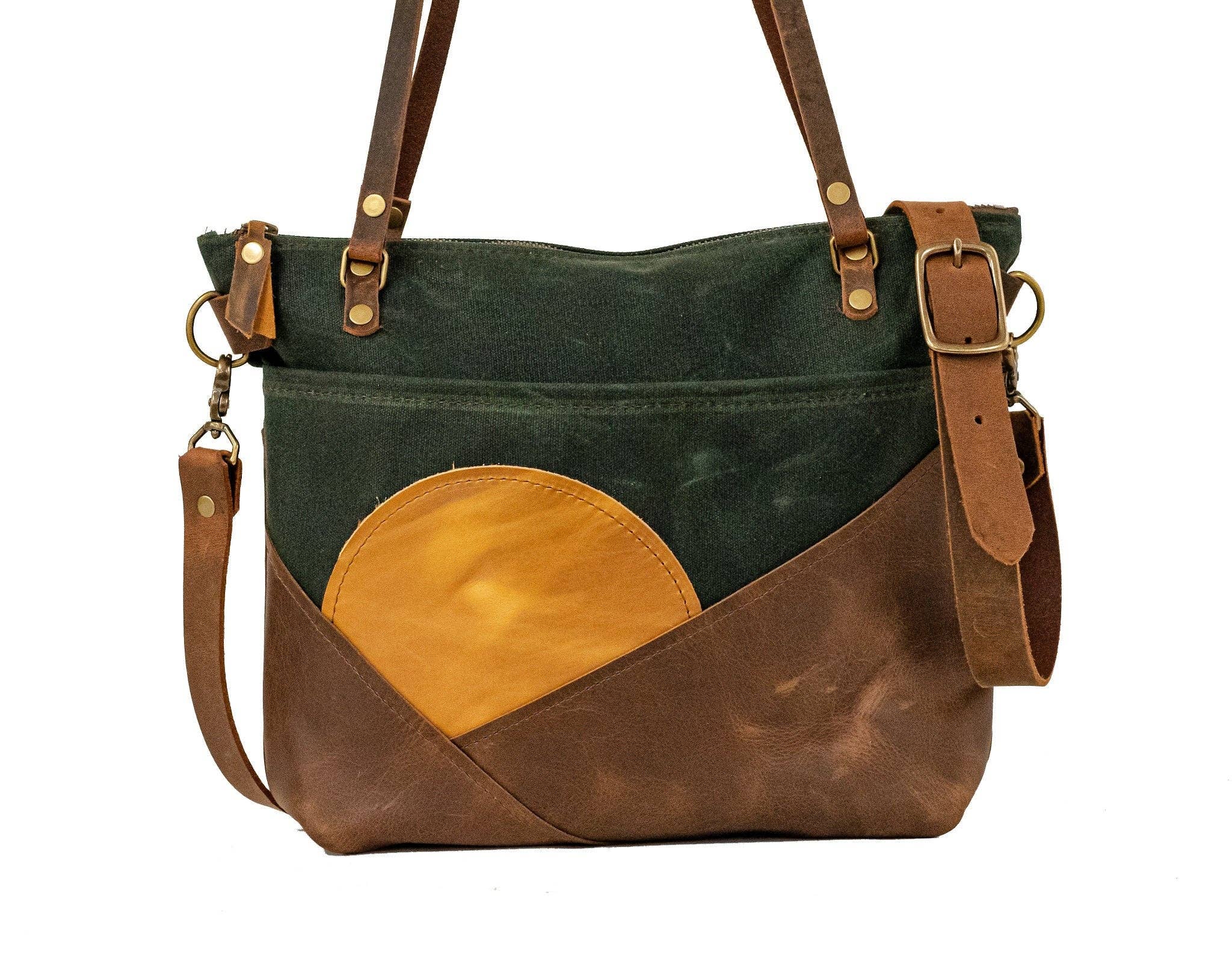 In Blue Handmade - Vendita all'ingrosso Borsa tote - Donna - Borsa Sunrise in tela cerata | Borsa in pelle | Prodotto negli Stati Uniti10