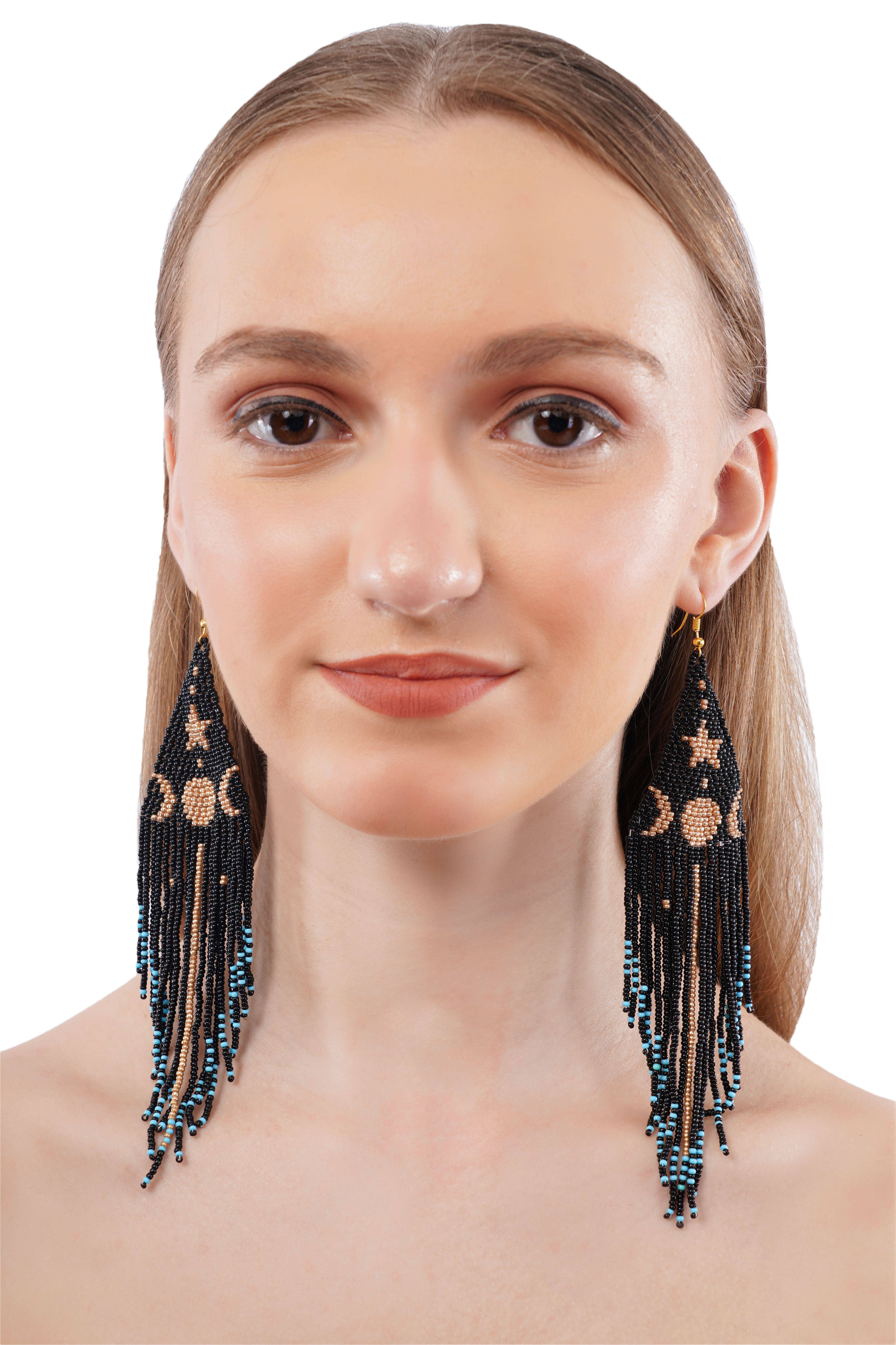 House of Kraft Jewelry & Accessories – wholesale Tassel earrings – Sun and Moon Earrings | Beaded Jewelry | Celestial Design0