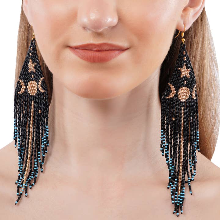 House of Kraft Jewelry & Accessories – wholesale Tassel earrings – Sun and Moon Earrings | Beaded Jewelry | Celestial Design0