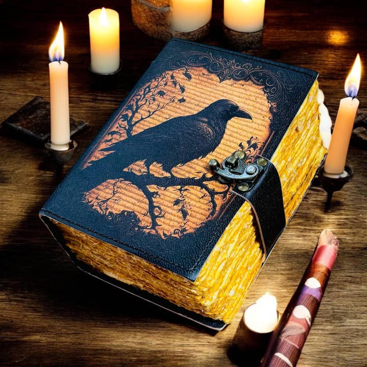 R K Handicrafts and Exporters - Wholesale Journal/Diary - Leather Journal Gothic Notebook the Raven Grimoire Shadow4