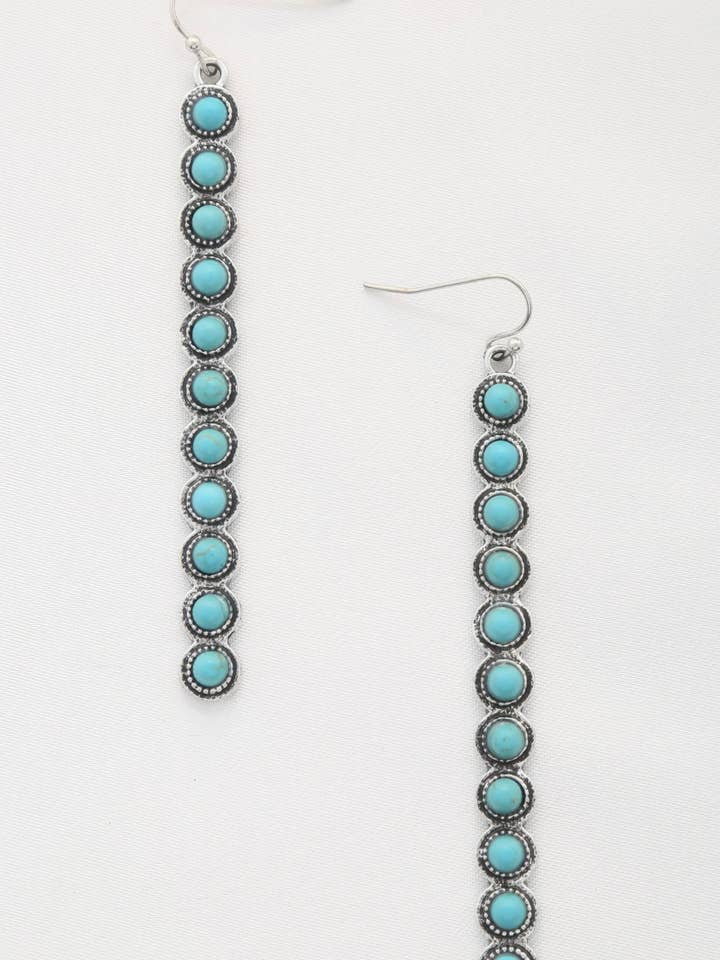 Rodeo Western Round Bead Pattern Metal Dangle Earring for wholesale by CC Wholesale Clothing