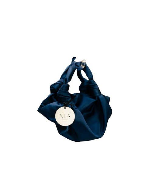 NAVY NLA SILK KNOT BAG for wholesale by NLA Collection