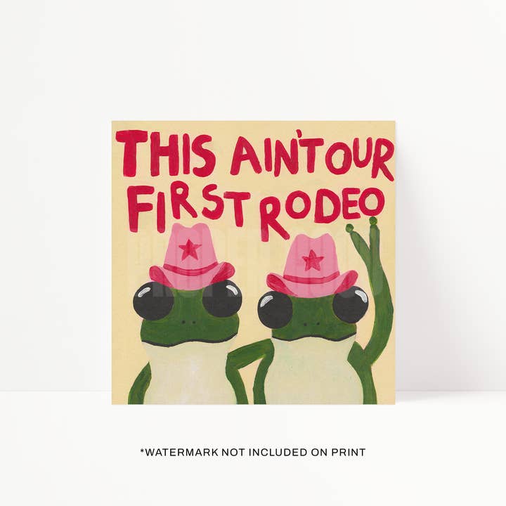 Kikker Rodeo Cowgirl Handgeschilderde Kunstprint voor wholesale door Proper Good