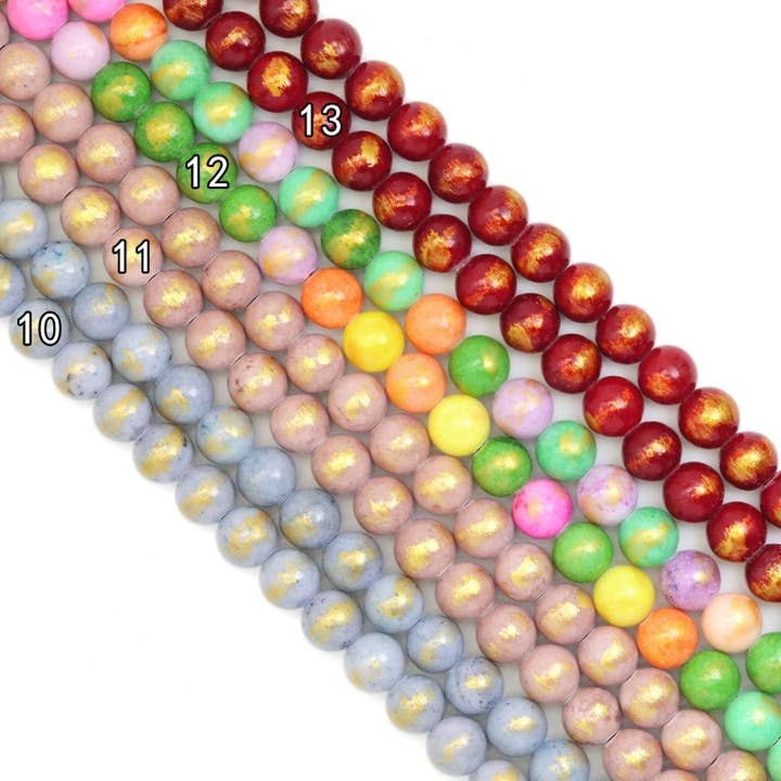 BestBeads&Beyond - Wholesale Beads - Jade with Golden Line Round Smooth Beads, Sku#U18903