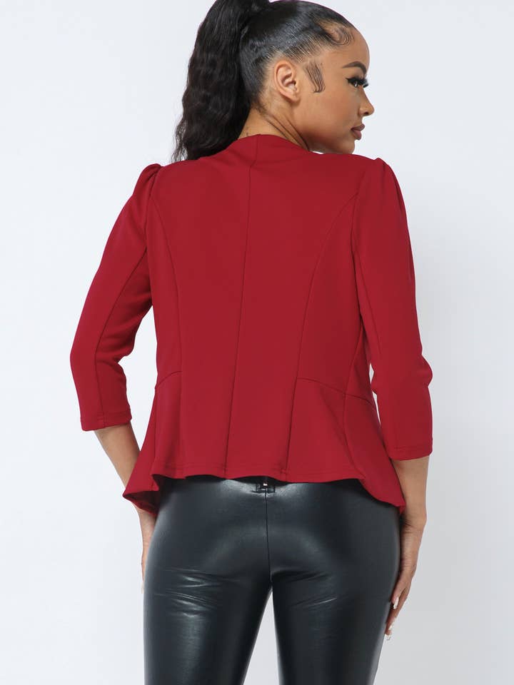 REMOVED BRAND - Wholesale Blazer - Dames - Blazer met pofmouwen en enkele knoopsluiting1