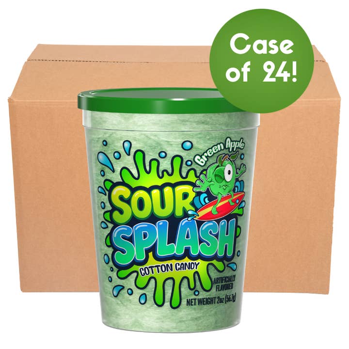Sour Splash Cotton Candy - Green Apple Flavor for wholesale by Santa Cruz Fun Foods