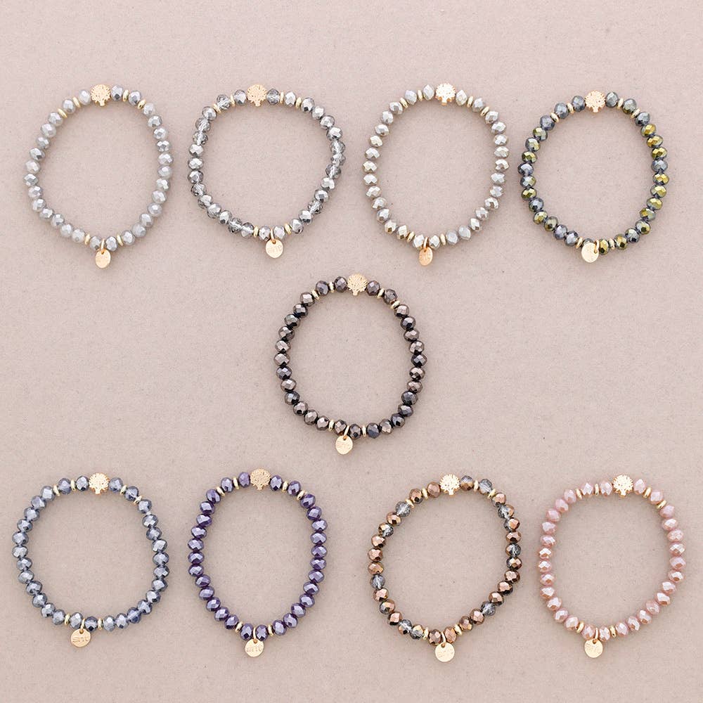 Sonata - Venta al por mayor Pulsera de cuentas - Pulsera Elastica Cristales Facetados Arbol Metal11