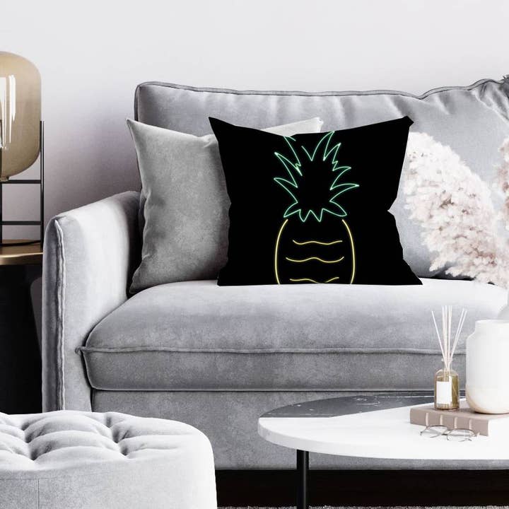 Vit Neon ananas | Invändig kudde 16 ”x 16" för wholesale på Faire