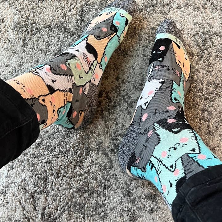 Multi Cat Faces Sock for wholesale on Faire4