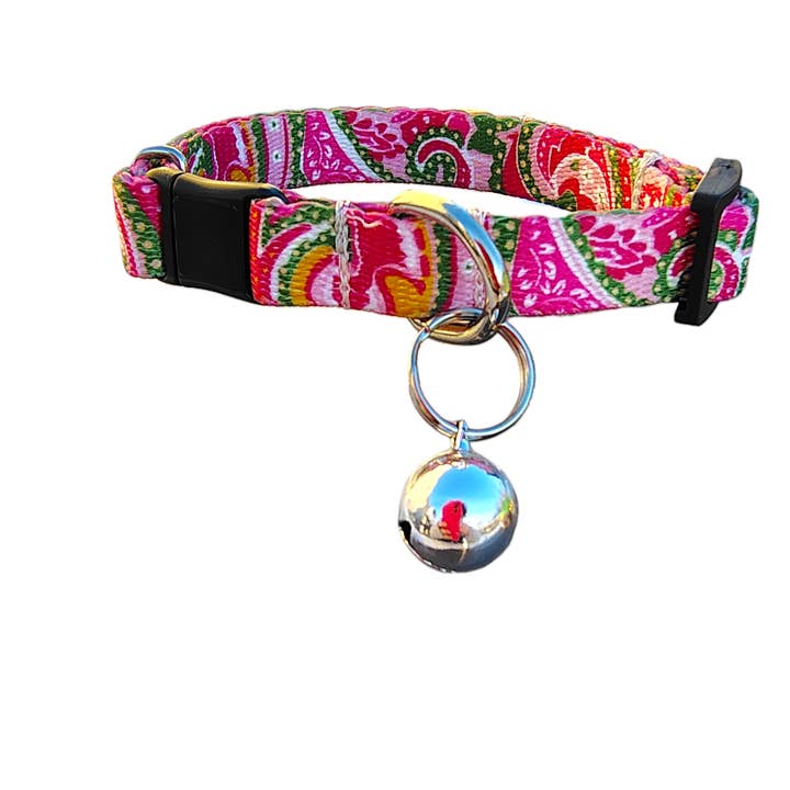 Pink Paisley Breakaway Cat Collar for wholesale by Shelby's Squad