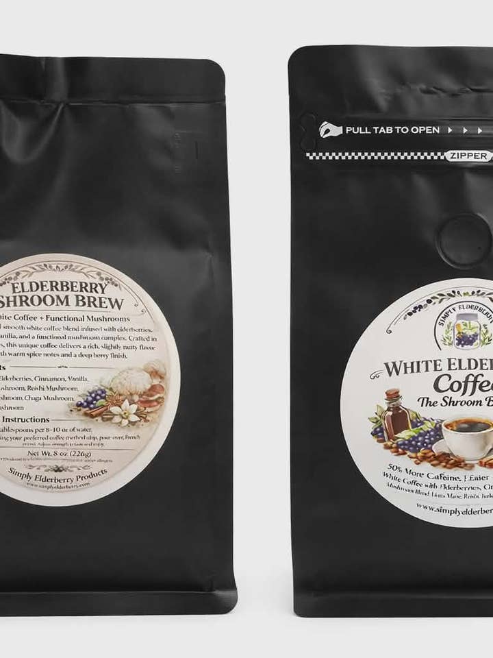 White Elderberry Coffee - (Shroom Brew) 8oz for wholesale by Simply Elderberry Products
