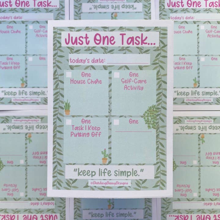Just One Task Notepad for wholesale by A Darling Daisy Design