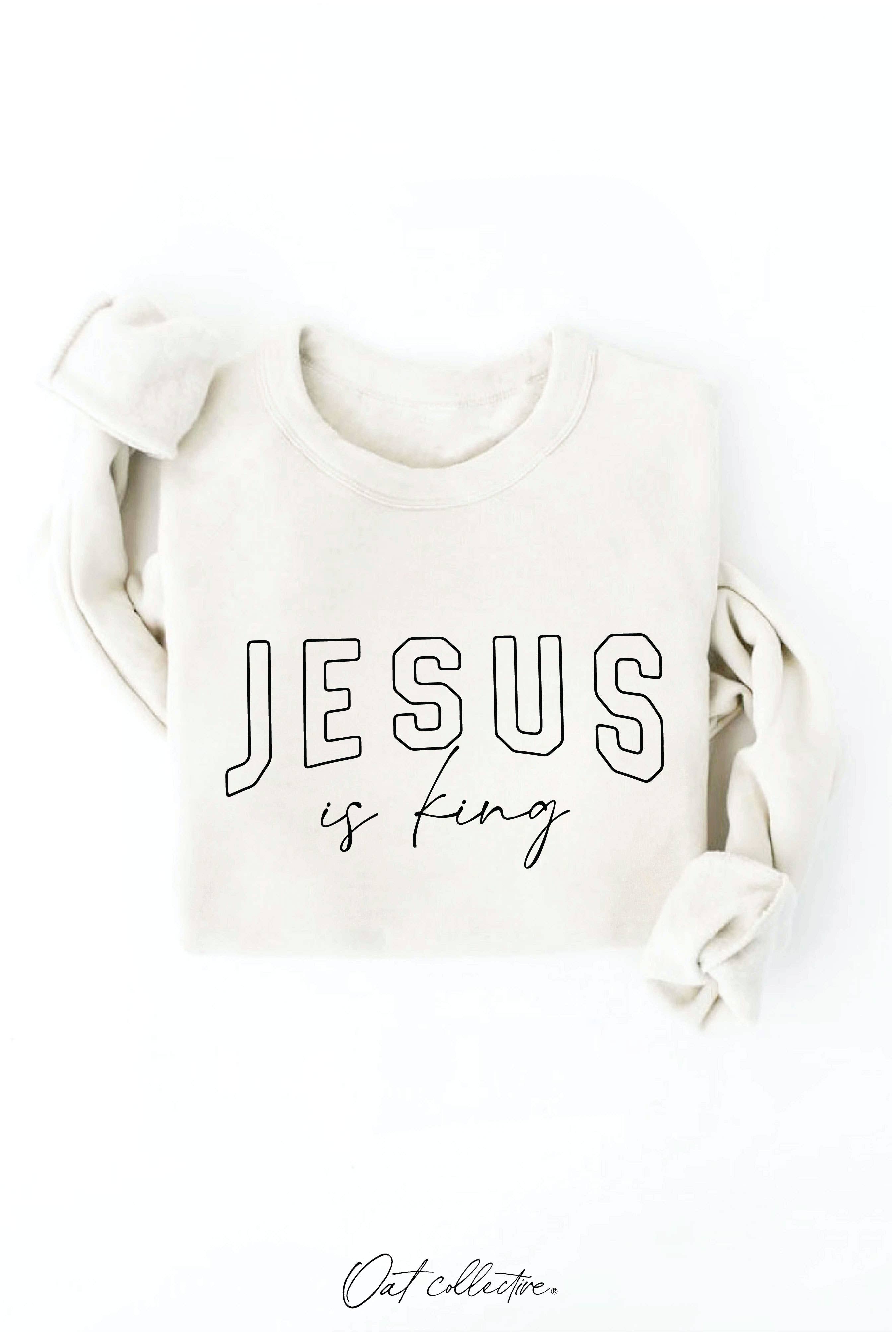 OAT COLLECTIVE – Engroshandel Grafisk Sweatshirt - Dame – JESUS IS KING grafisk sweatshirt - afslappet pasform1